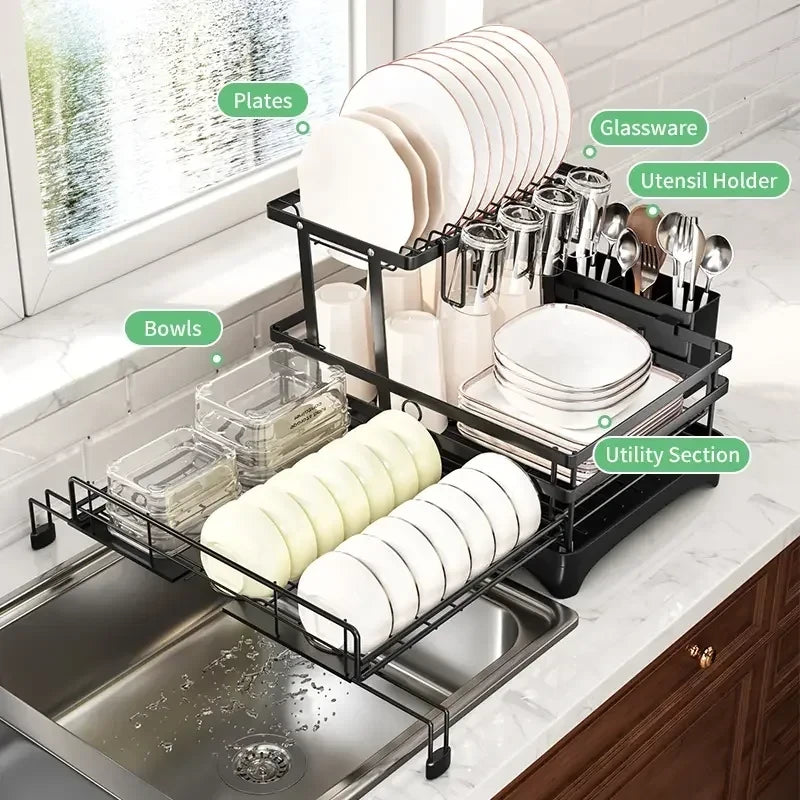 Foldable Roll-Out Sink Dish Rack