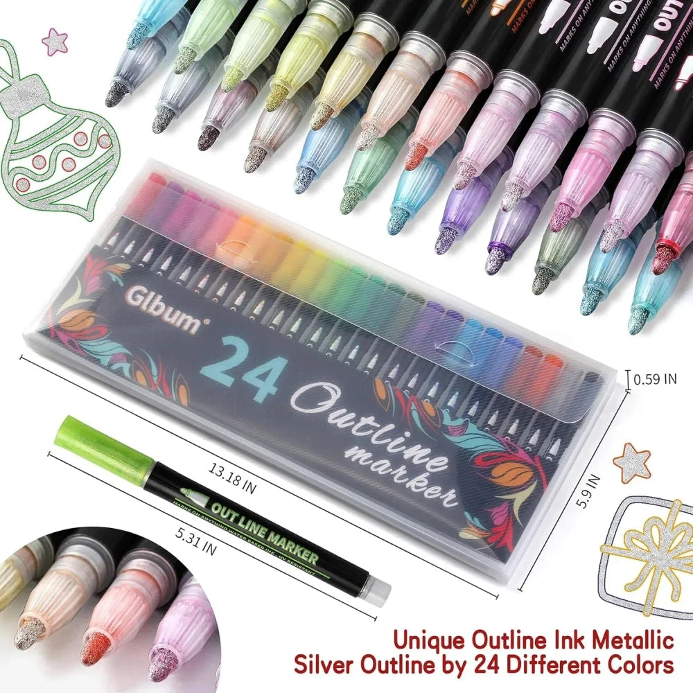 Double Line Metallic Outline Markers