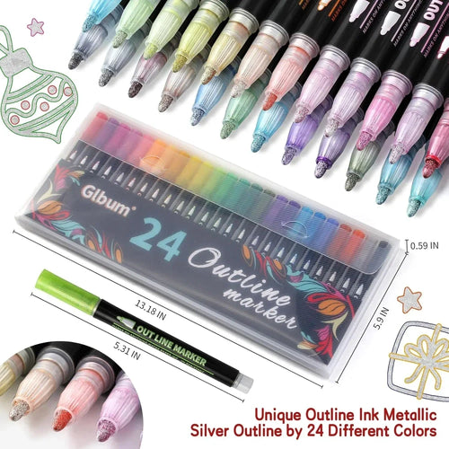 Double Line Metallic Outline Markers