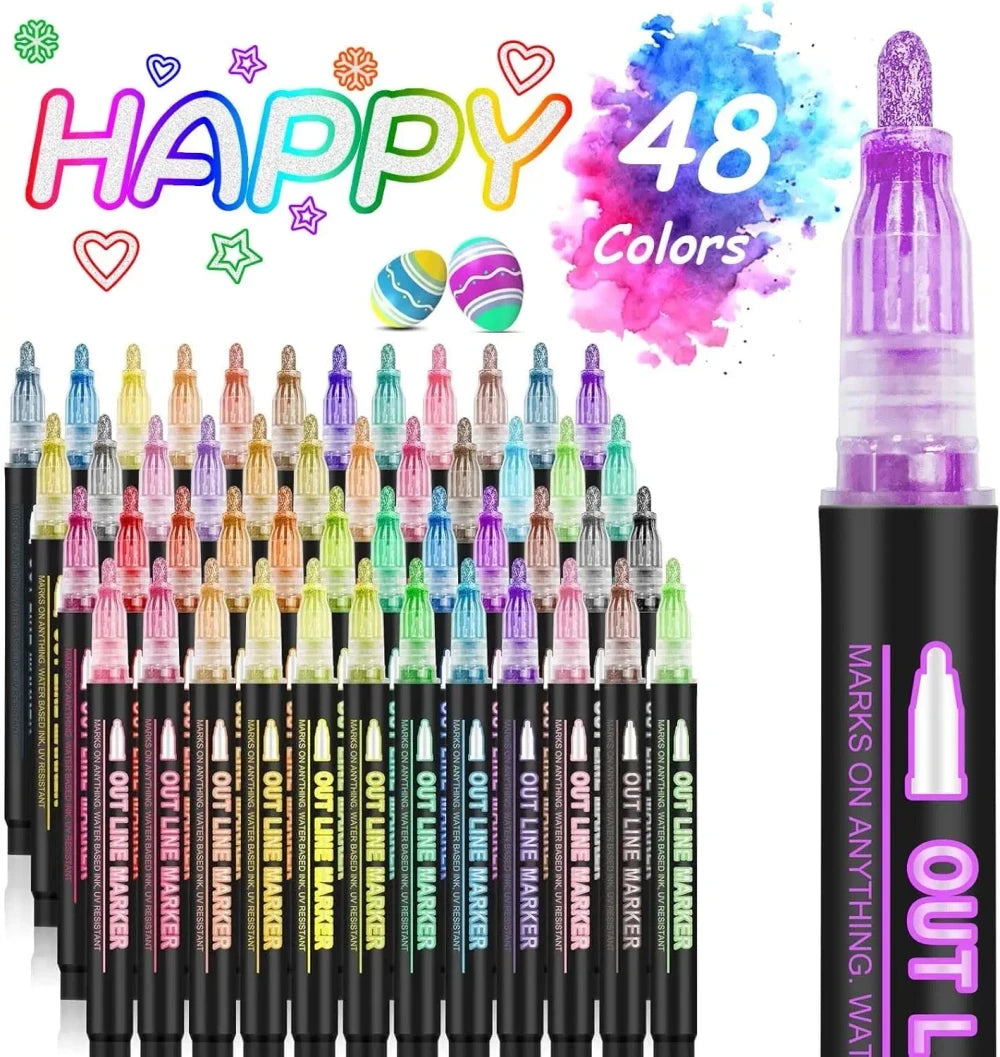 Double Line Metallic Outline Markers