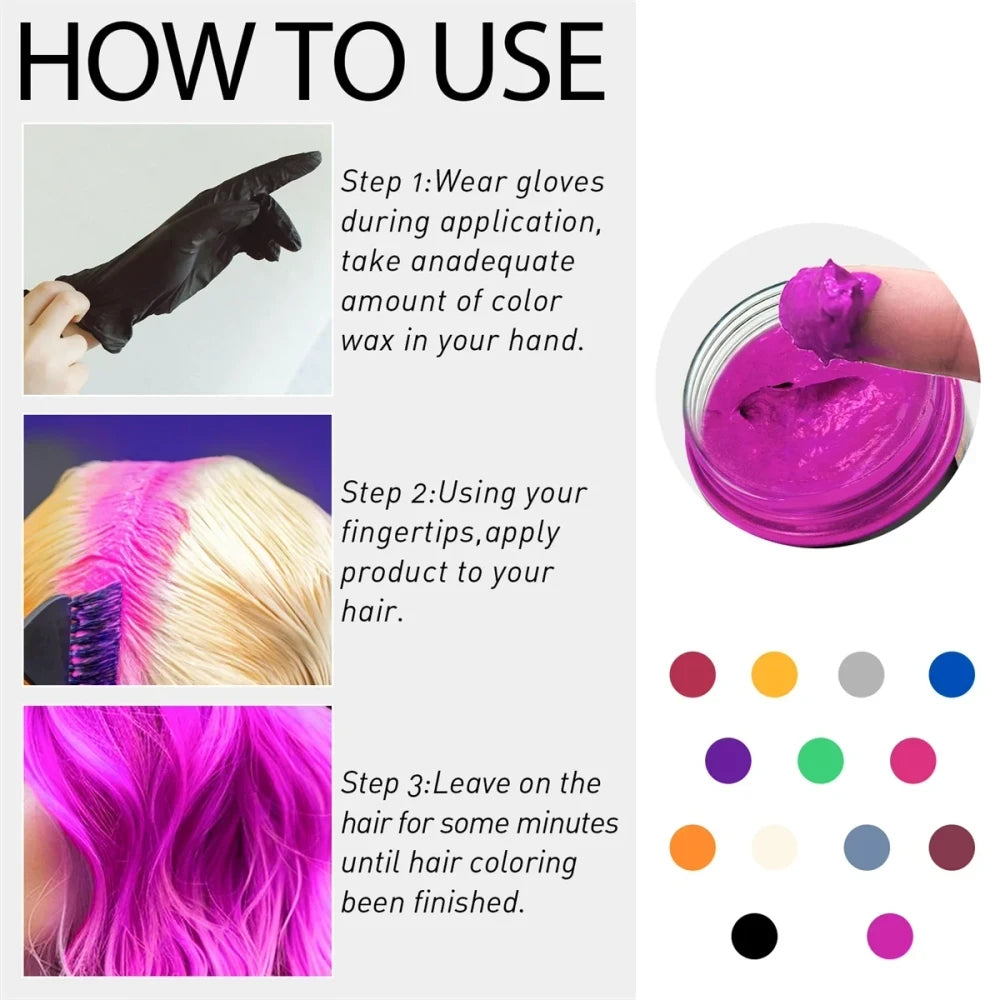 Temporary Colorful Hair Styling Wax