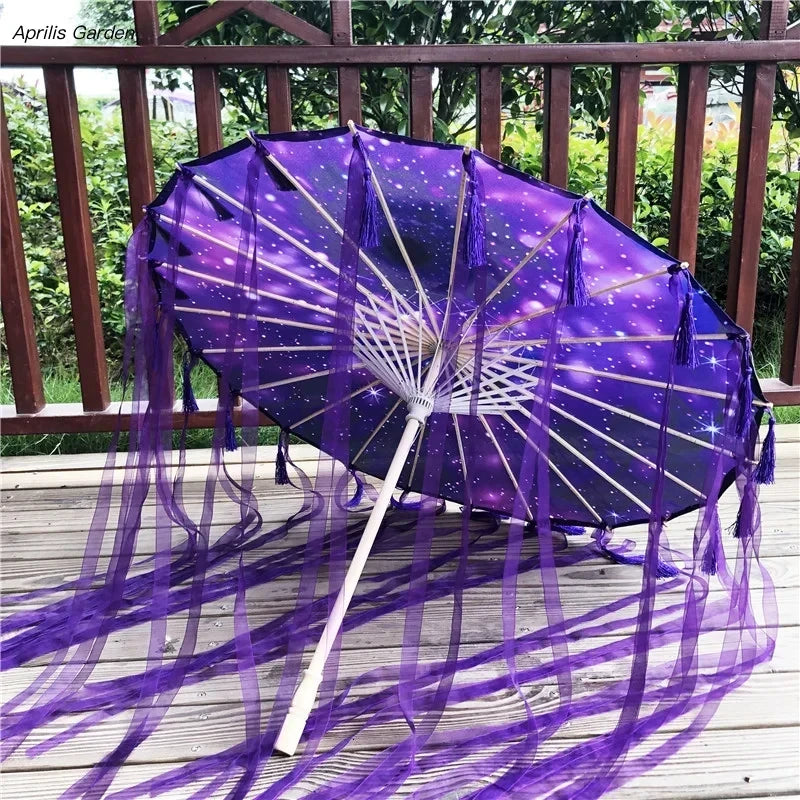 Antique Oiled Paper Parasol for Timeless Stage Elegance