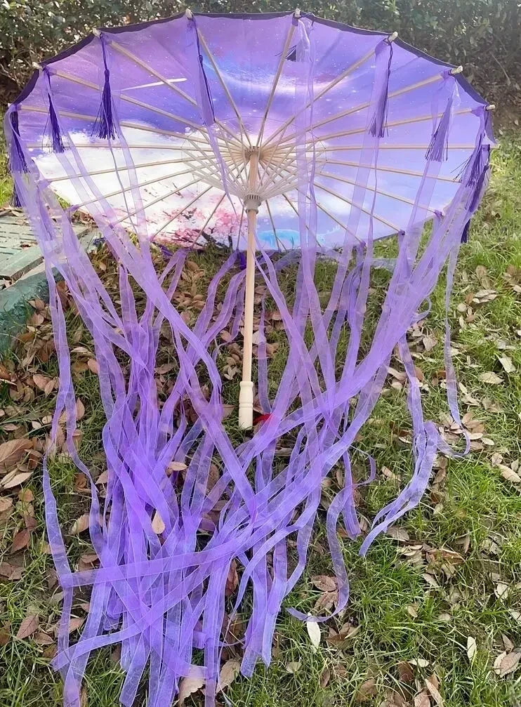Antique Oiled Paper Parasol for Timeless Stage Elegance