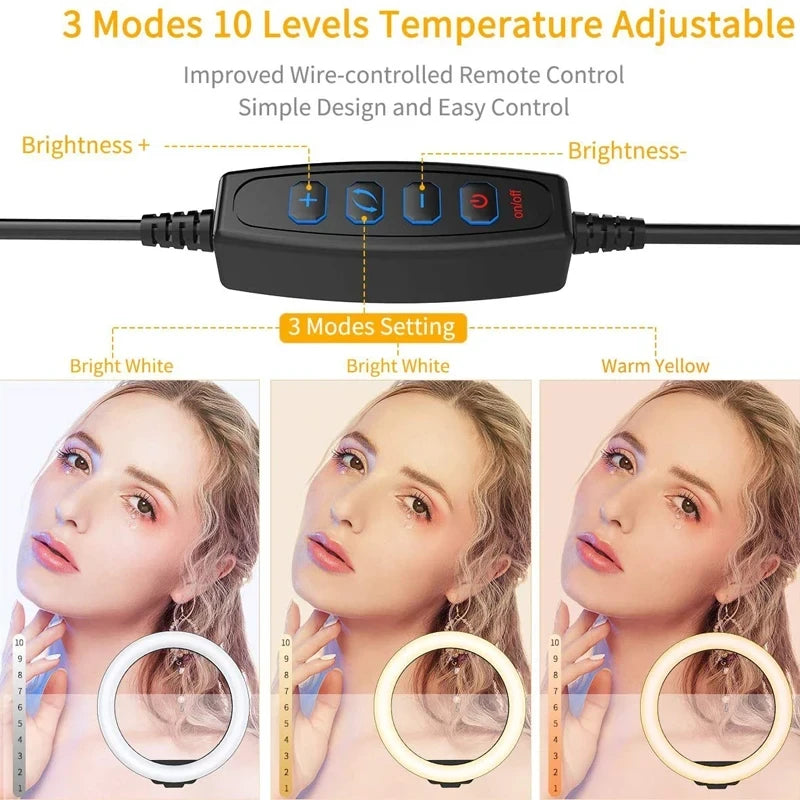 Dimmable LED Ring Light with Tripod