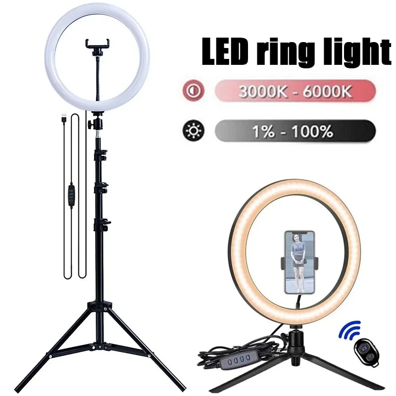 Dimmable LED Ring Light with Tripod
