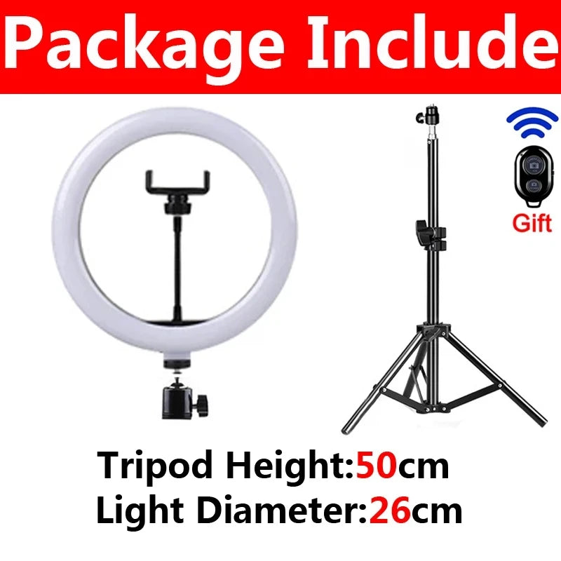 Dimmable LED Ring Light with Tripod