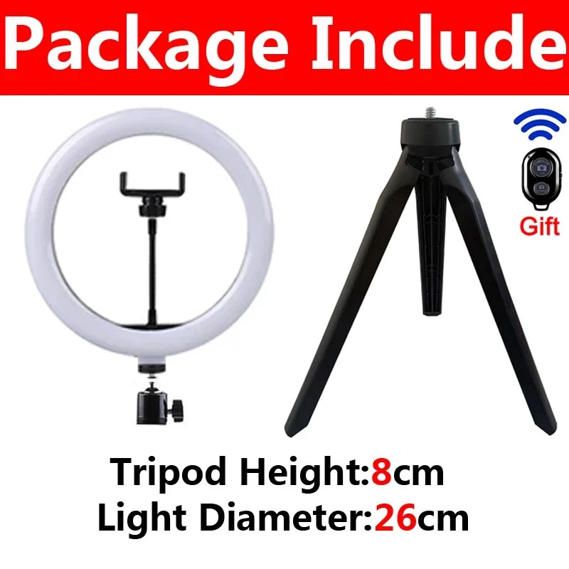 Dimmable LED Ring Light with Tripod