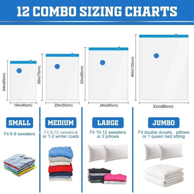 Transparent Vacuum Compression Storage Bags